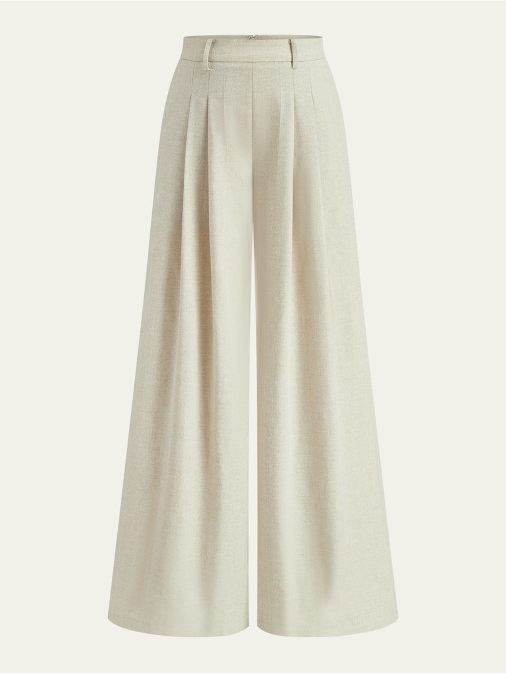 Wide-Leg High-Waist Cream Trousers